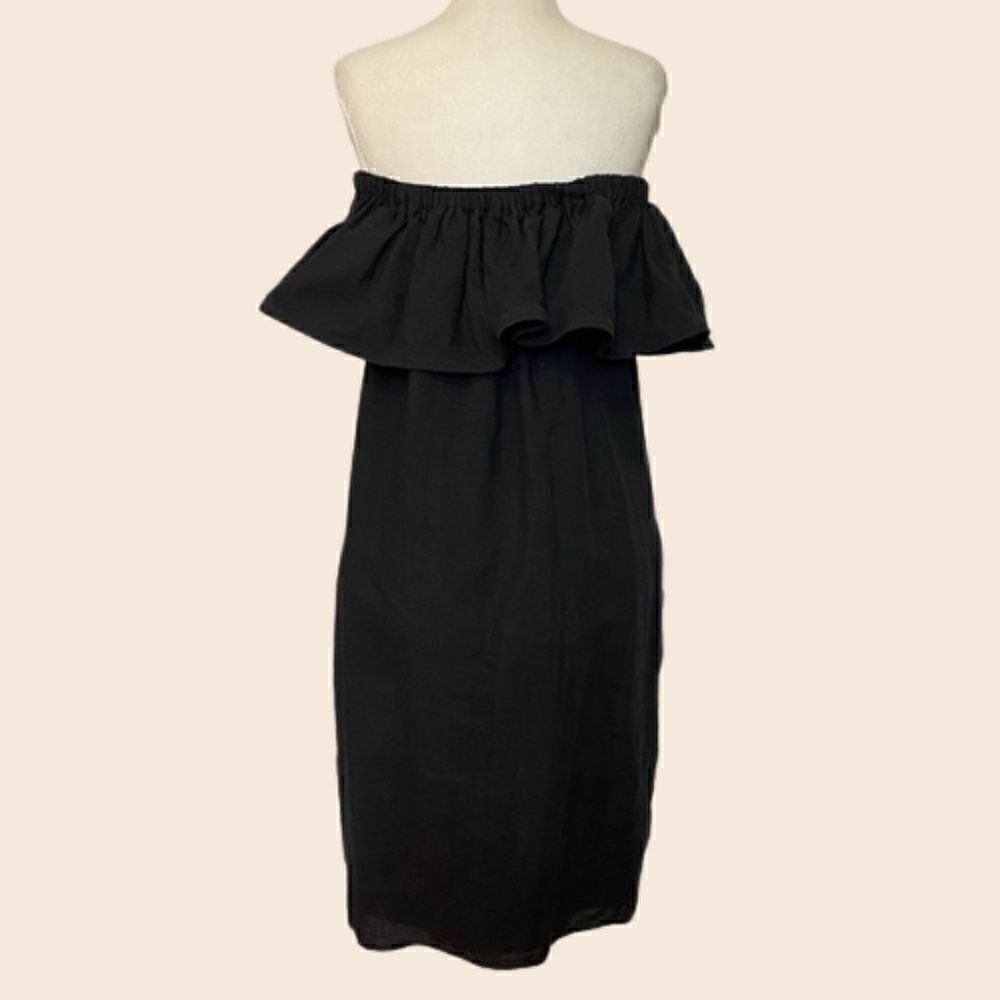 Line & Dot Black Concorde Ruffle Mini Linen Dress Size Large - Picture 5 of 10